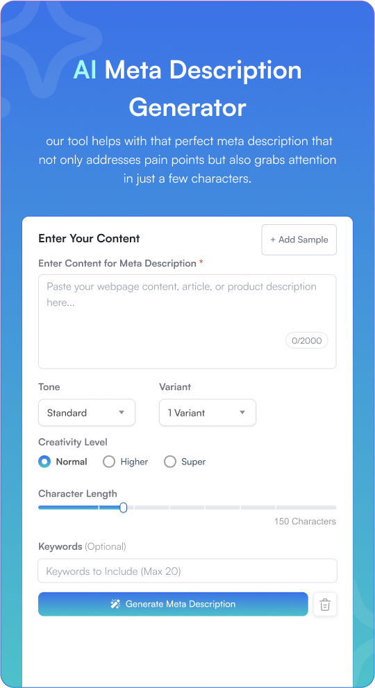 Free AI Meta Description Generator Tool