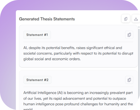 Decide on the statement that reflects your voice out of the selected number of choices. Then copy it instantly or download it in the form of an organized document.